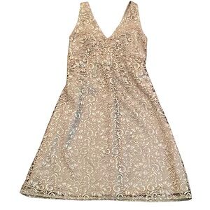 Express silver gray lace sleeveless cocktail dress with bow size 6